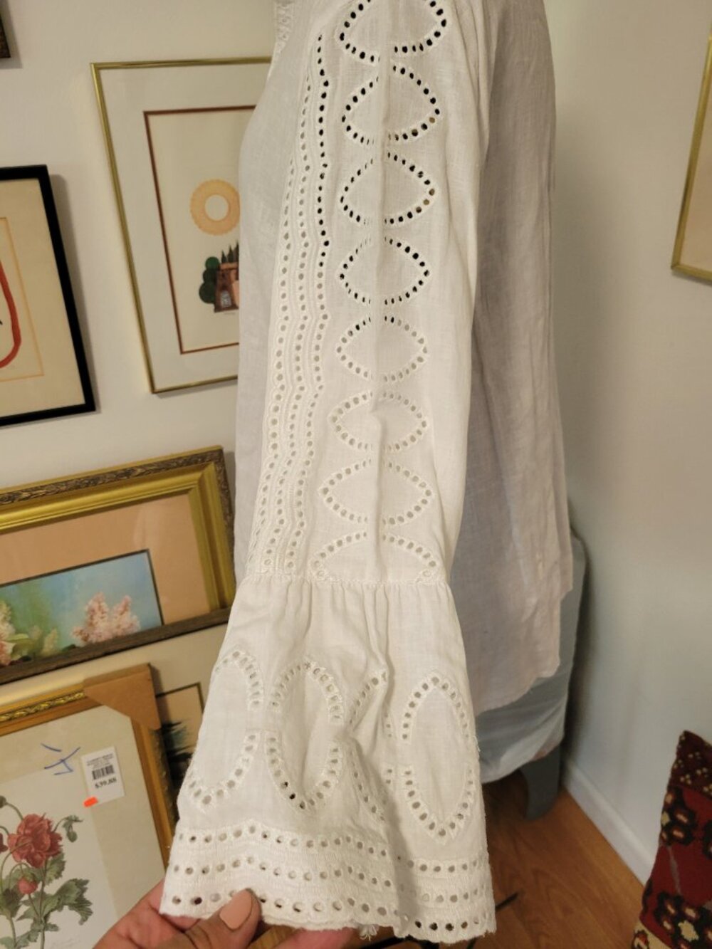 Cynthia Rowley White Linen Blend Blouse Size XL - Picture 3 of 6
